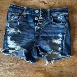 American Eagle Blue Jean Shorts Distressed High-Waisted